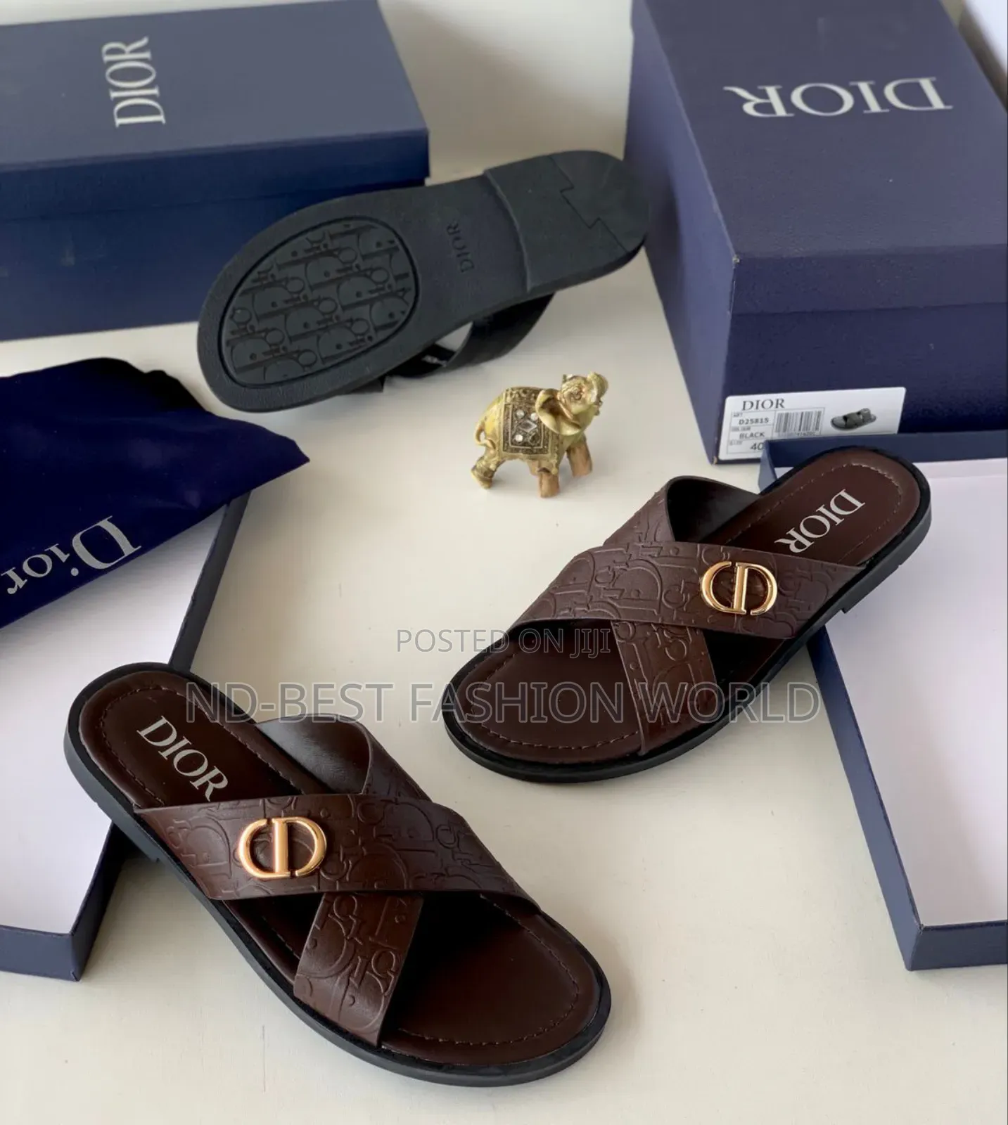 Dior Leather Black Slippers
