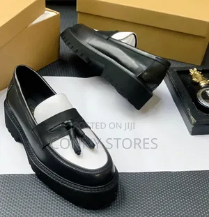 Premium Zara Black-White Tassel Leather Shoe
