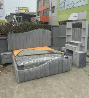 Upholstery Padded Curved HDF 6 by 6 Wooden Bed Frame