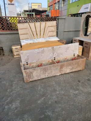 Modernized 6by6 Cream Upholstery Bed Stand.