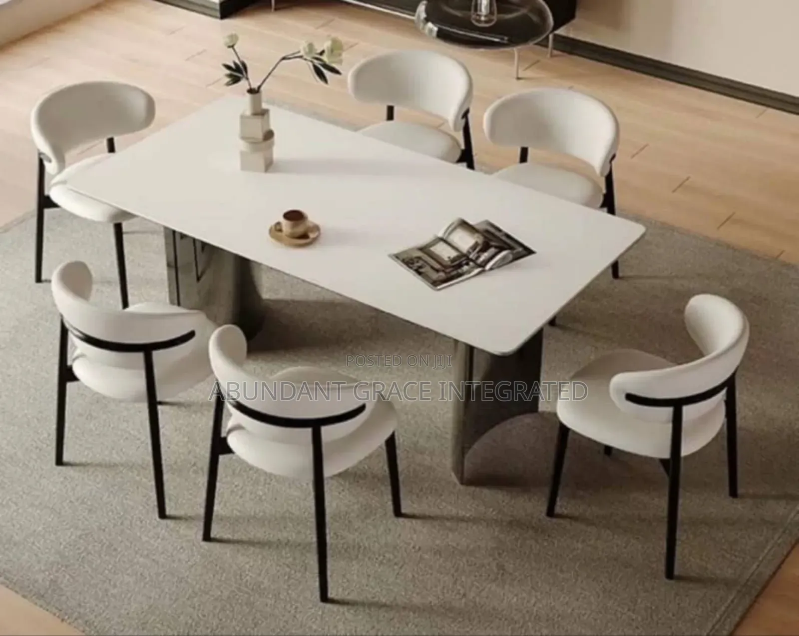 Executive Modern Marble Dinning Table With 6 Chairs.