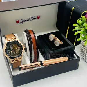 Male Set Watch Bracelet Pen Cufflinks Boxed as Seen