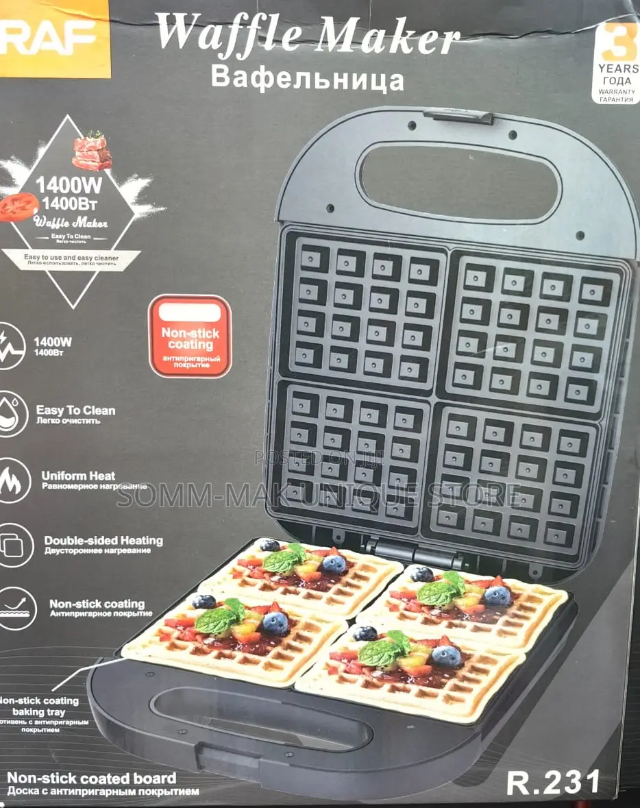 Raf 4 Slice Electric Non-Stick Waffle Maker