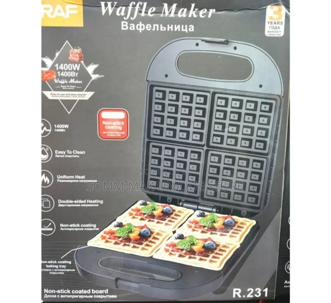 Raf 4 Slice Electric Non-Stick Waffle Maker
