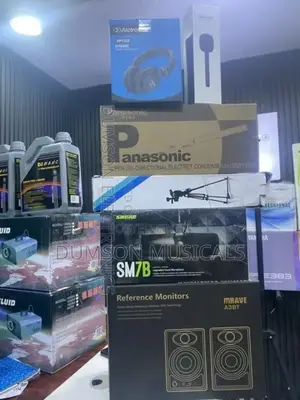 Reference Monitors, Sm7b, Panasonic Condenser Mic, Headphone