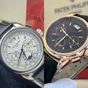 Photo - Patek Philippe Inspired Chrono Black Leather Chrono Watch