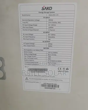 11kva-48v Sako All-in-One Energy Storage System (Alpha Ess)