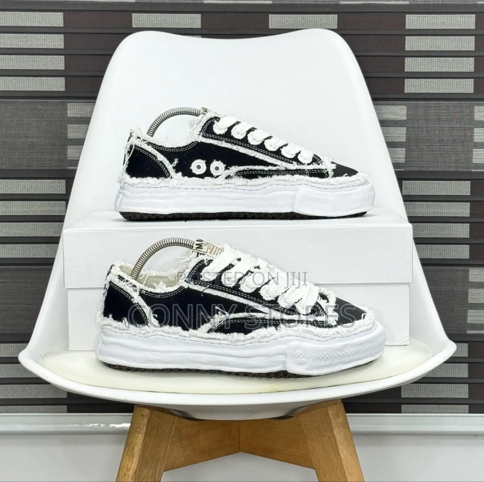 Premium Maison Mihara Overhanging- Frayed Black Sneakers