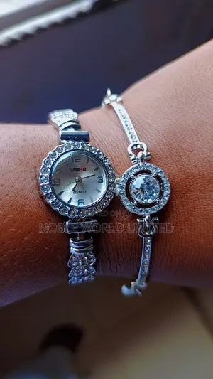 Female Silver Watch+ Bracelet