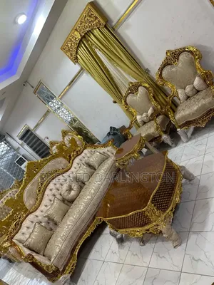 Royal Exclusive Gold Sofa With Gold Table