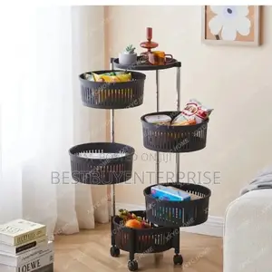 5 Layer Round Trolley Storage