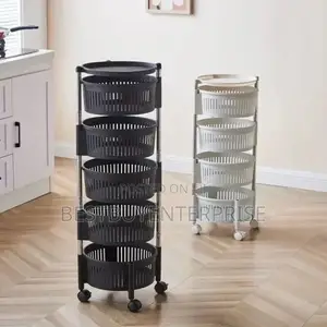 5 Layer Round Trolley Storage