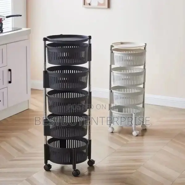 5 Layer Round Trolley Storage