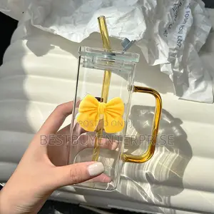 350ml Small Transparent Cup With Straw