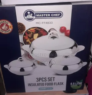 Master Chef 3pcs Insulated Food Flask 6.5ltr Capacity