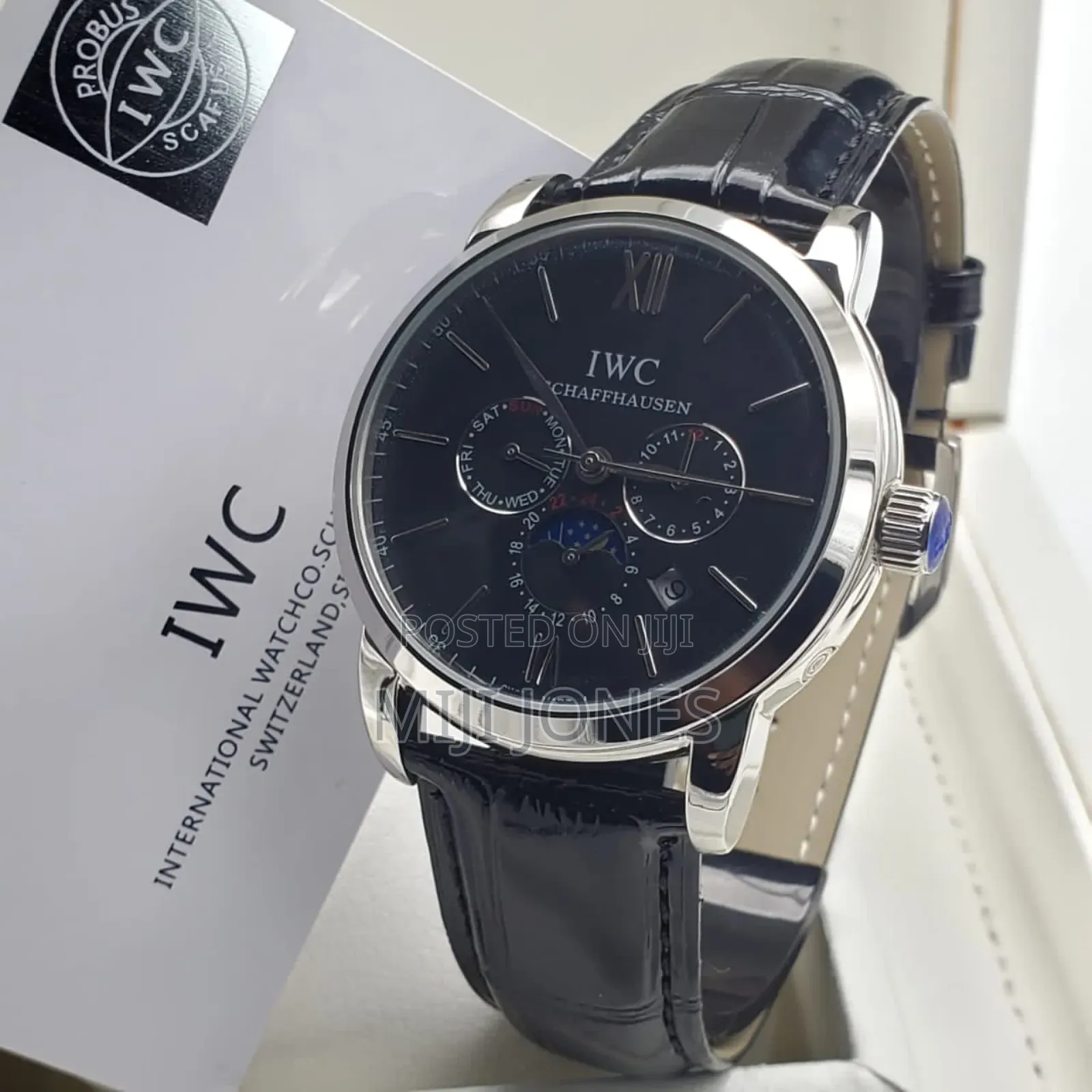 Men's Iwc Style Automatic Leather Watch
