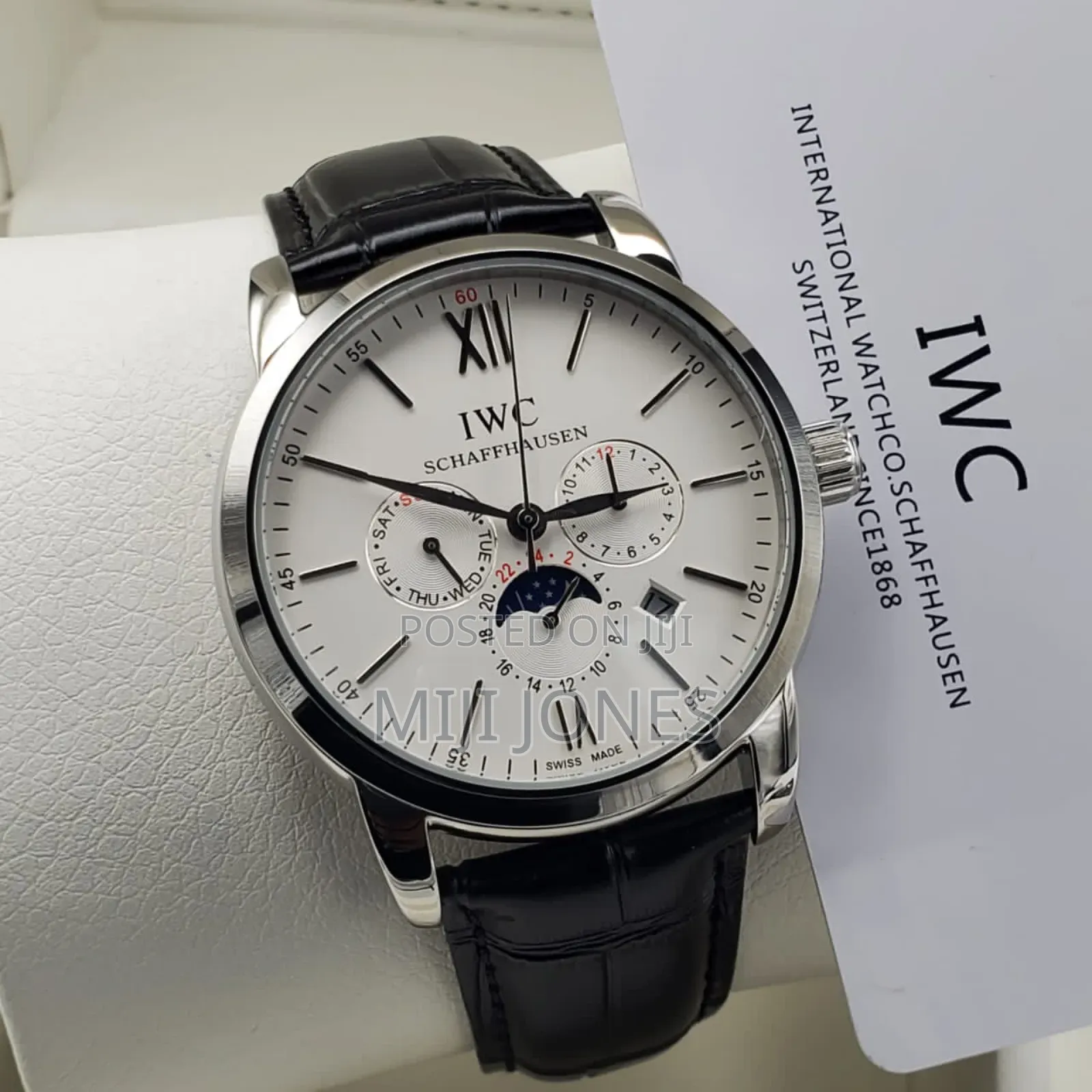 Men's Iwc Style Automatic Leather Watch