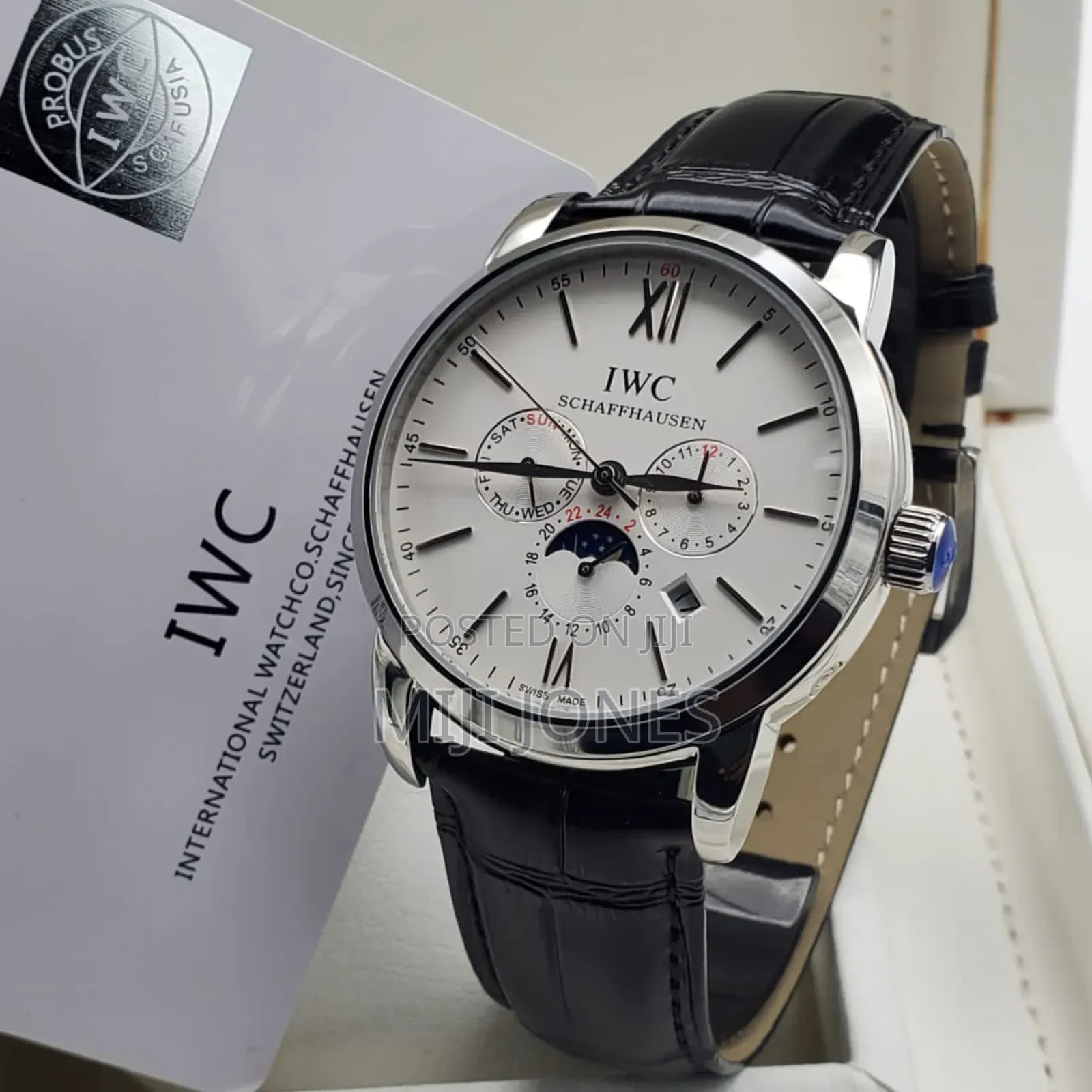 Men's Iwc Style Automatic Leather Watch