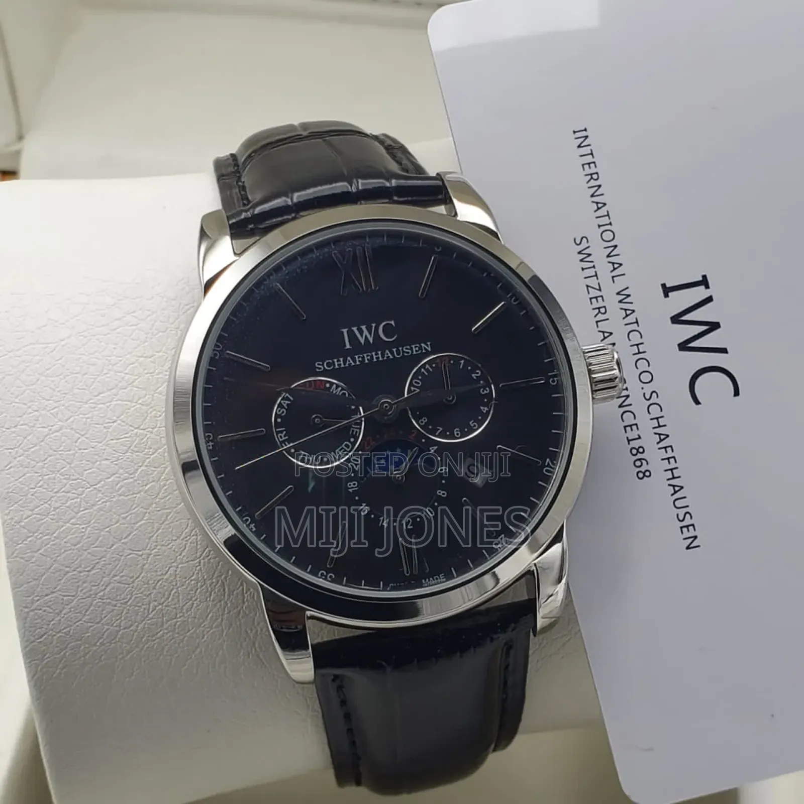 Men's Iwc Style Automatic Leather Watch