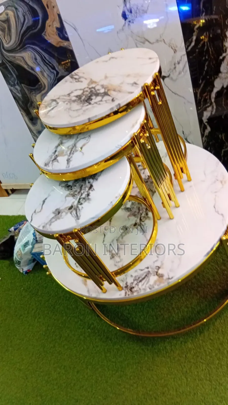 Marble Top Center Table With 3 Side Table Is Available