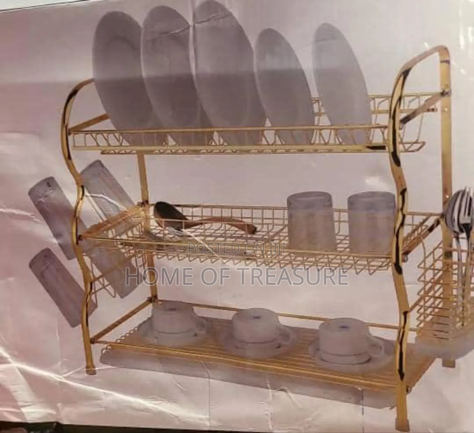 Three Tier Gold Dish Rack