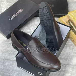 Roberto Cavalli Leather Brown and Black Shoe