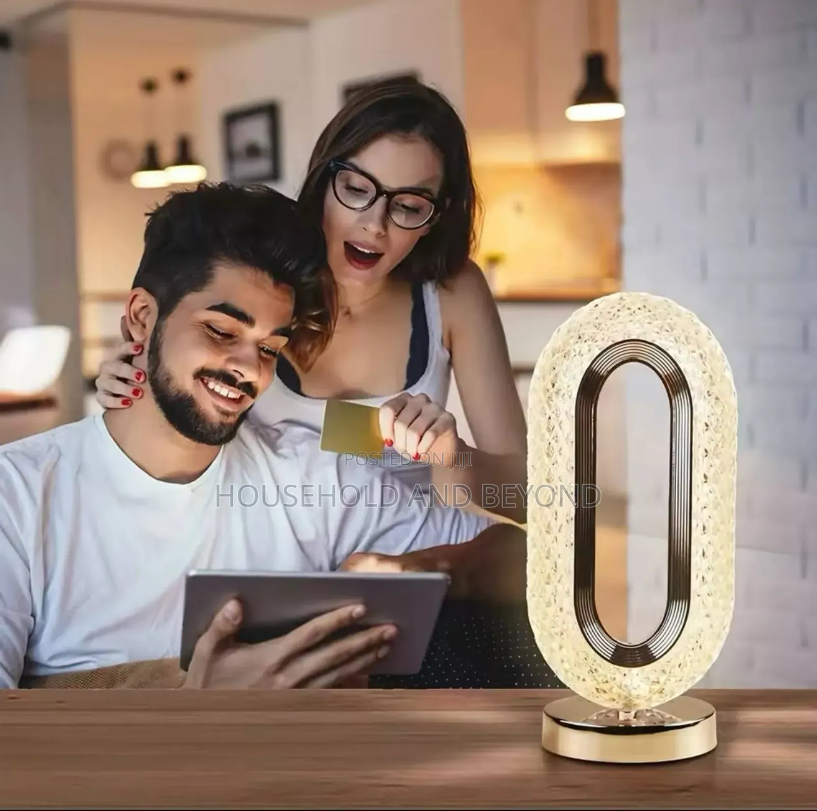 Luxury Oval Usb Rechargeable Crystal Table Lamp