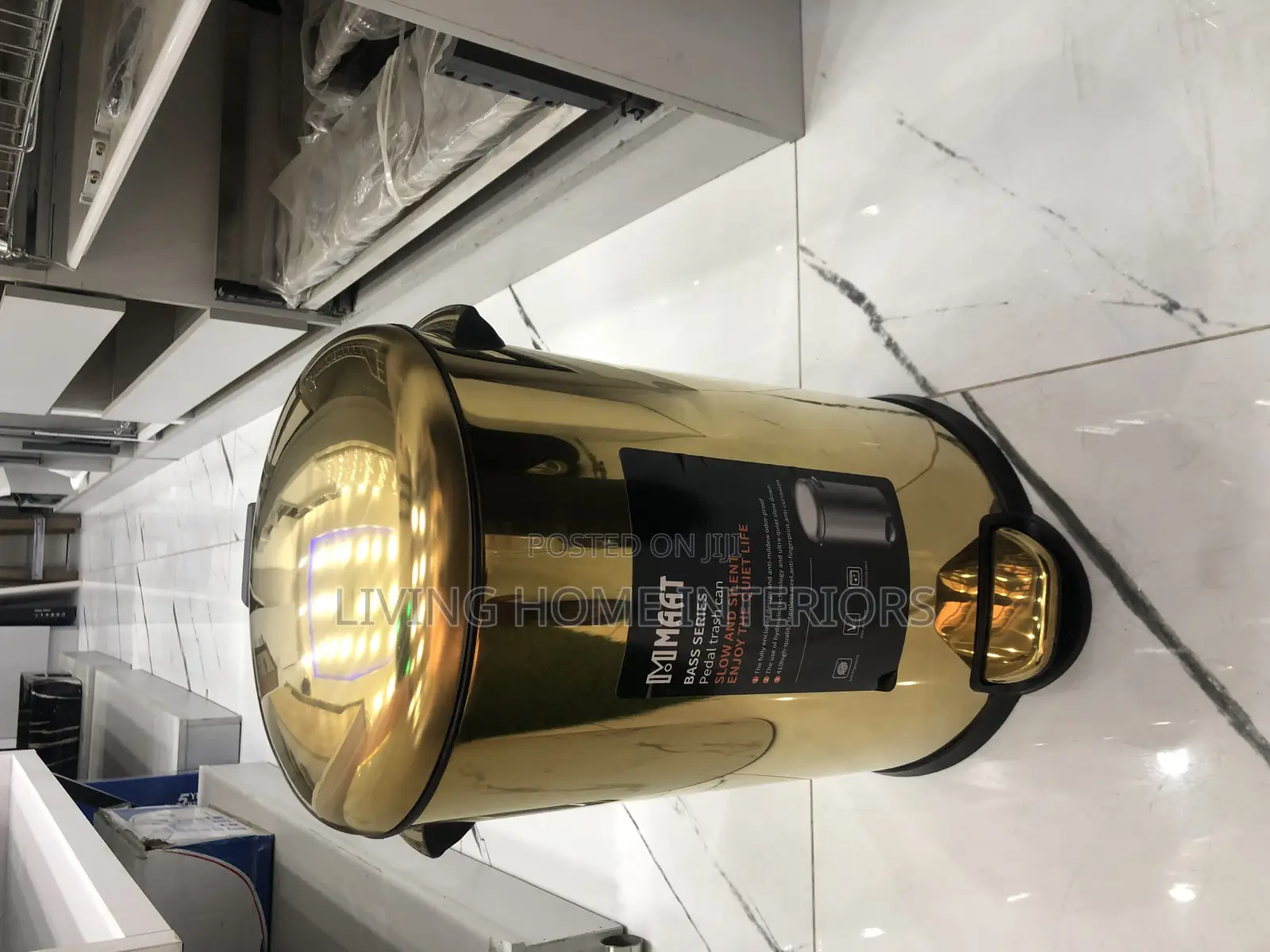 12l Gold Waste Bin Bucket for Bathroom