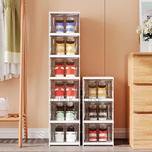 6 Layers Stackable/Foldable Shoe Box Organizer