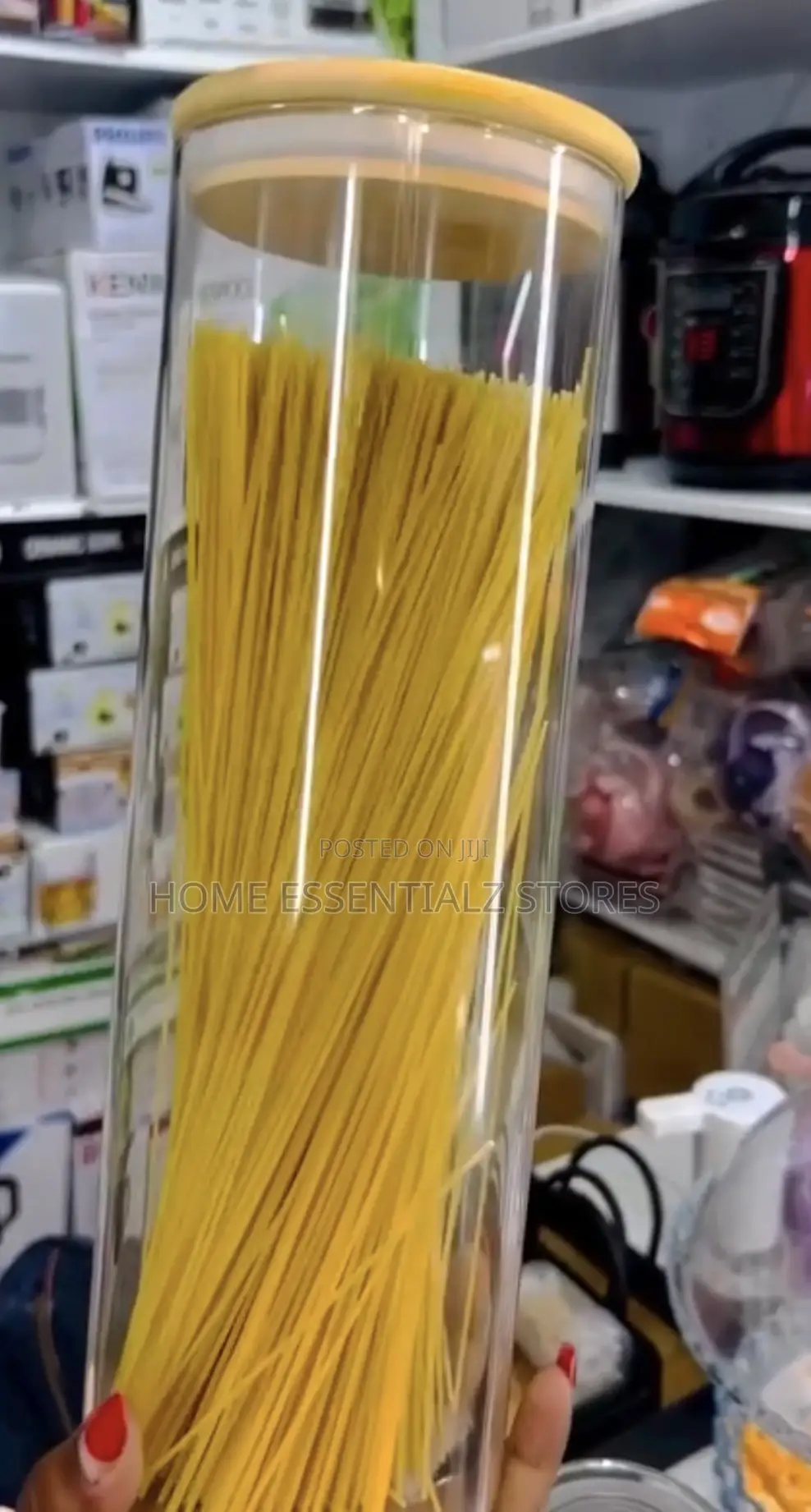 Spaghetti Macaroni Container - Storage Jar With Bamboo Airtight Lid