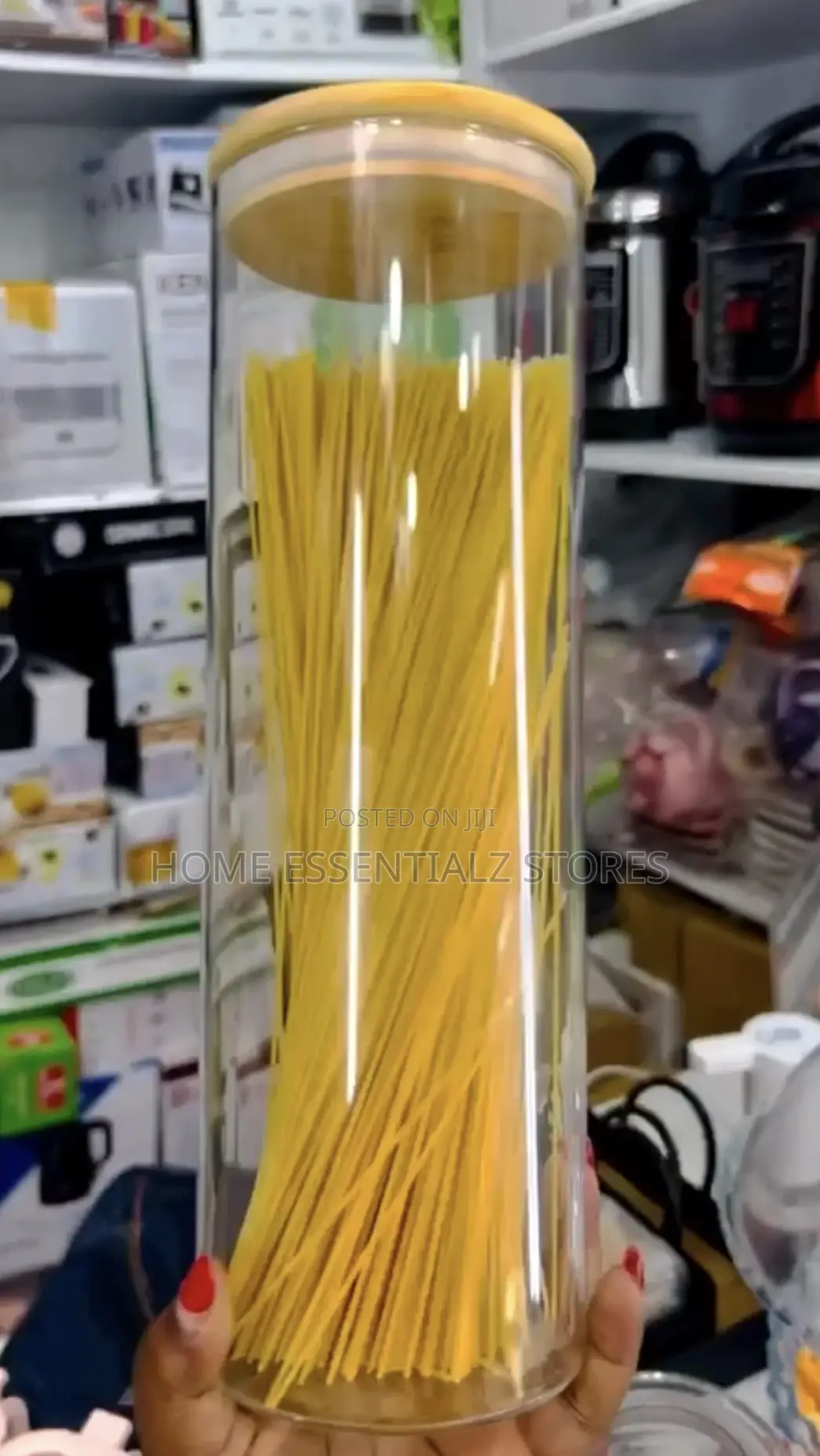 Spaghetti Macaroni Container - Storage Jar With Bamboo Airtight Lid