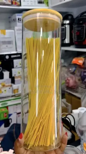 Spaghetti Macaroni Container - Storage Jar With Bamboo Airtight Lid