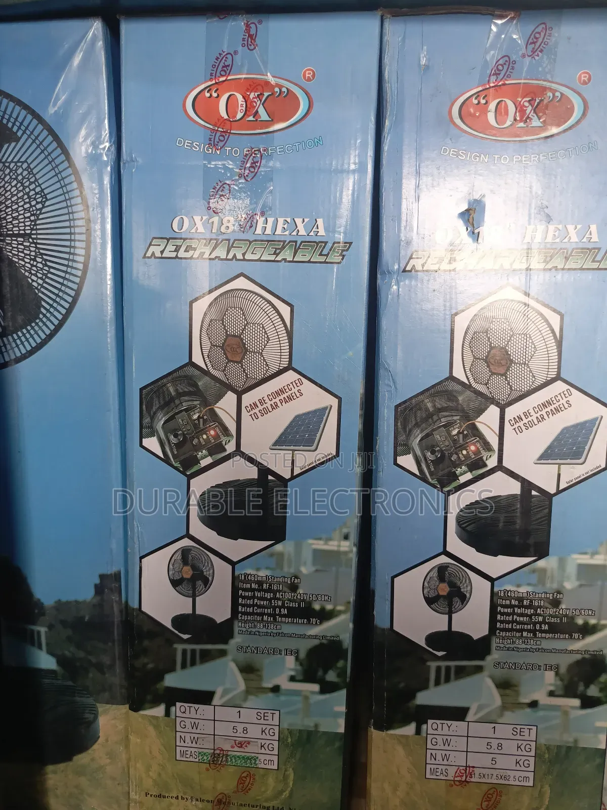 0x Rechargeable Standing Fan 18"