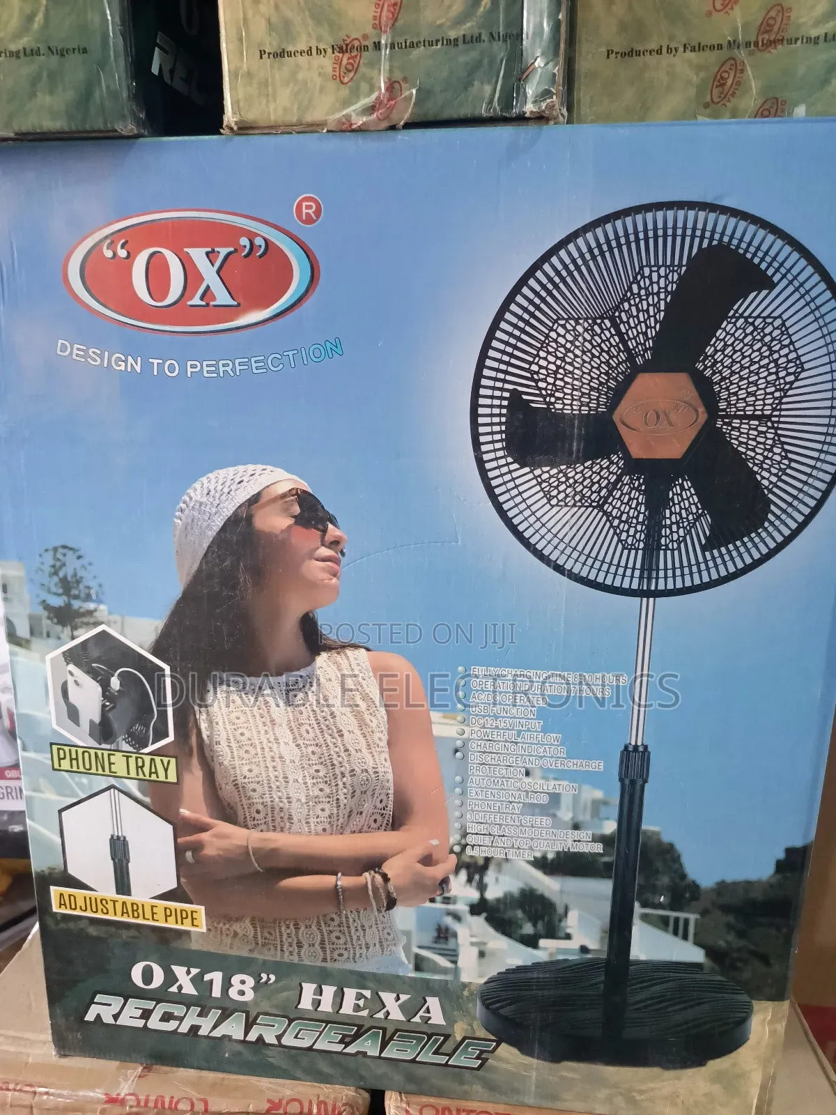 0x Rechargeable Standing Fan 18"