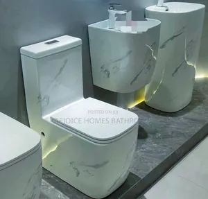 Luxury White Marble Water Closet Ceramic Toilet Basin Set
