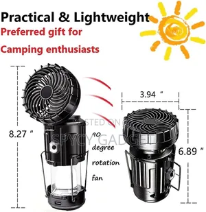 Rechargeable Solar Camping Light With Fan