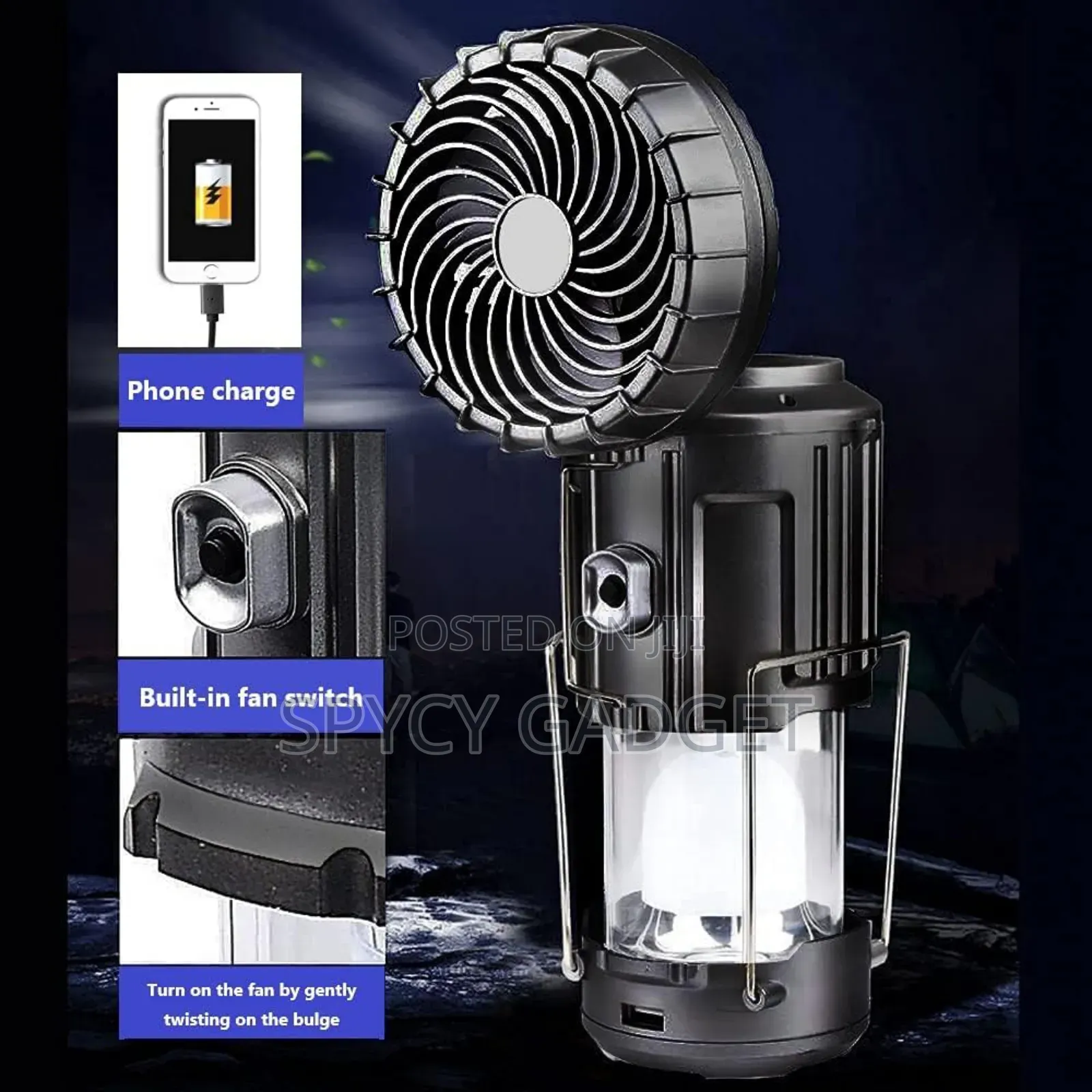 Rechargeable Solar Camping Light With Fan