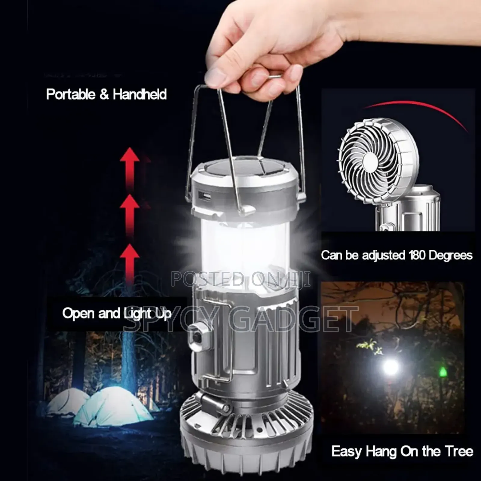 Rechargeable Solar Camping Light With Fan