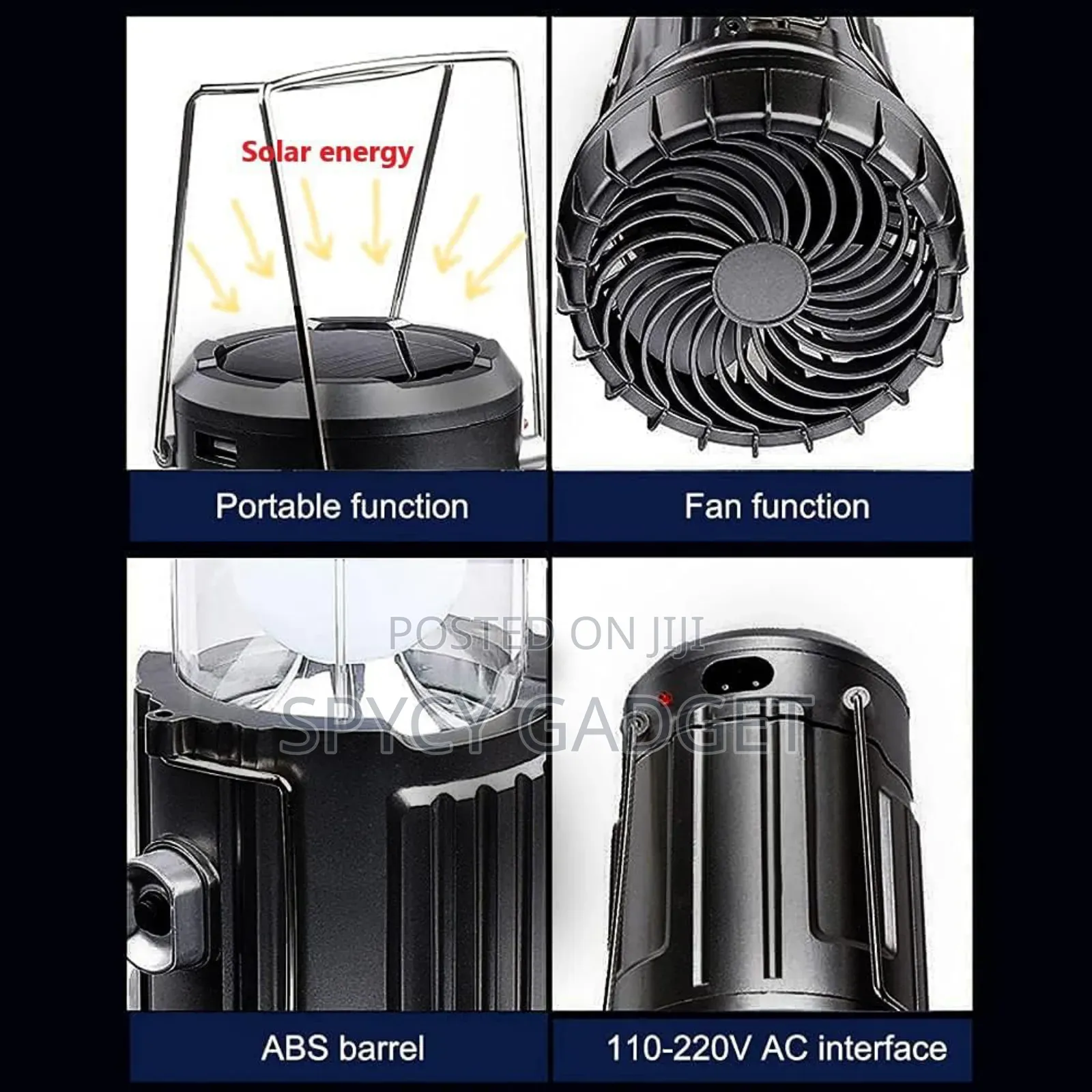 Rechargeable Solar Camping Light With Fan