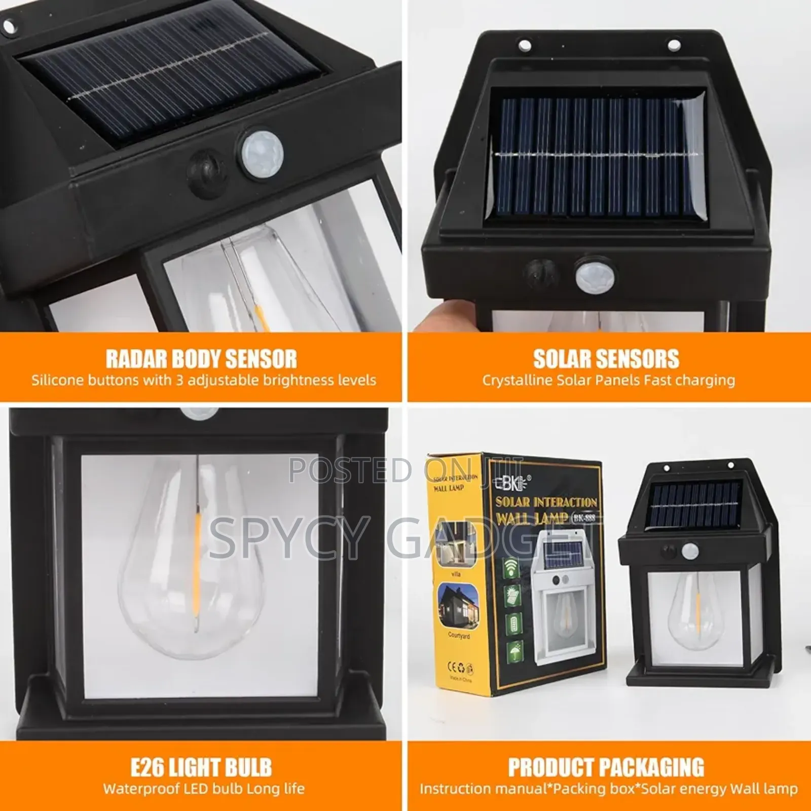 Solar Motion Sensor Led Sconce Fence Light