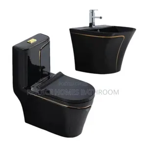 Luxury Black Gold Water Closet Toilet Sink/Basin Set