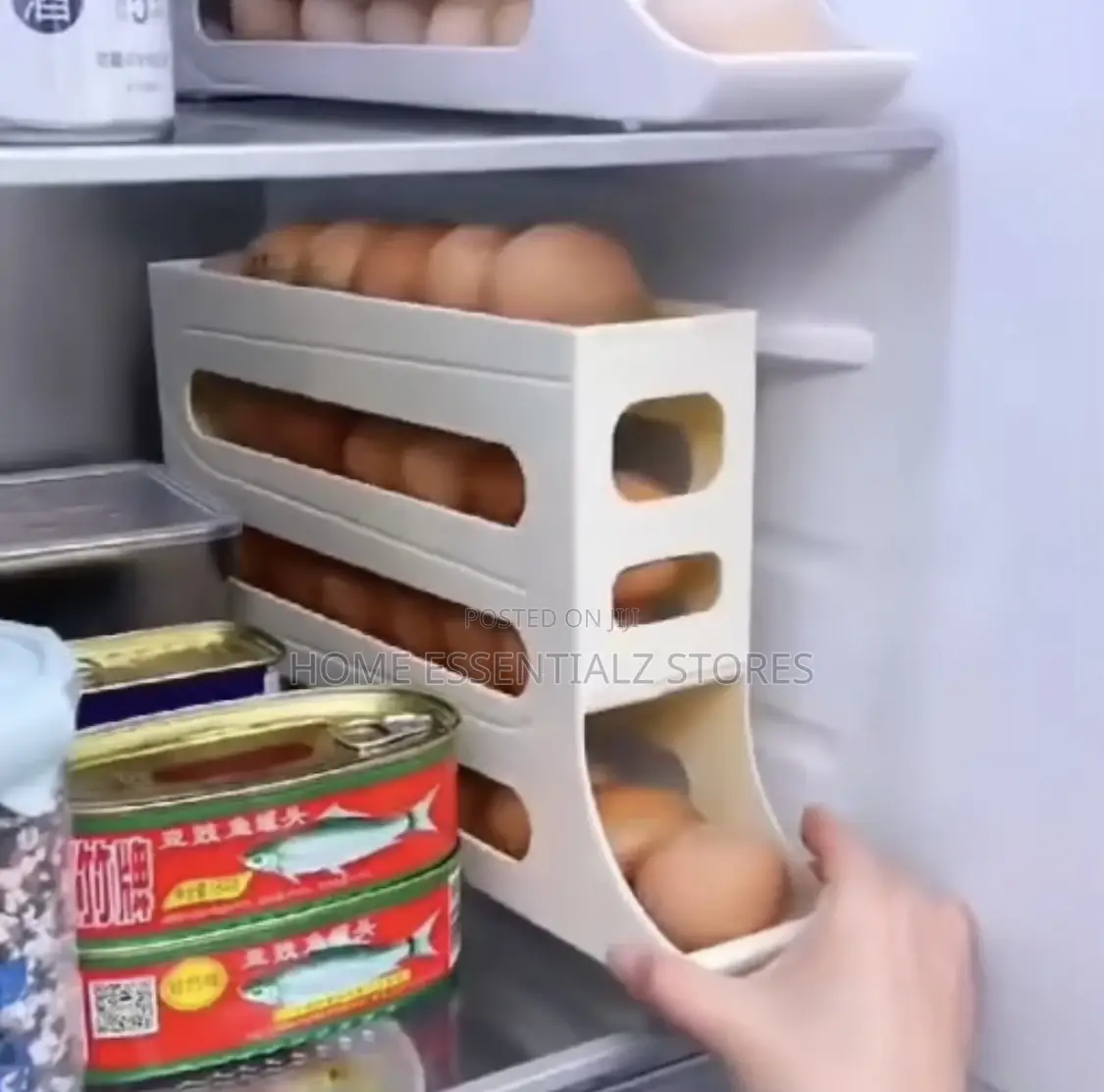 Rolling Egg Rack - Eggs Crate Storage Dispenser