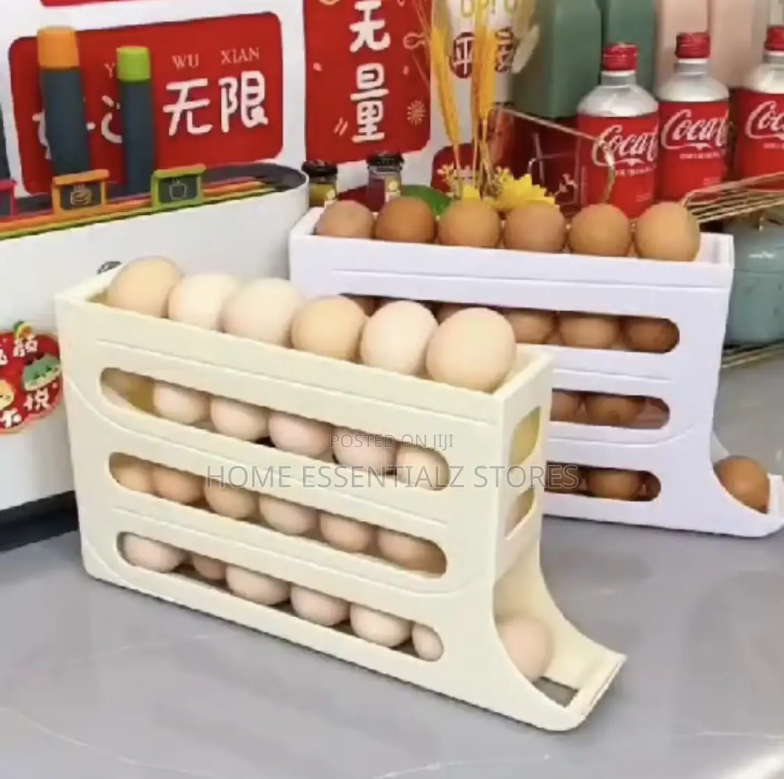 Rolling Egg Rack - Eggs Crate Storage Dispenser