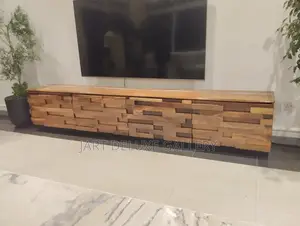 Stylish Wooden Tv Console With Epoxy Design