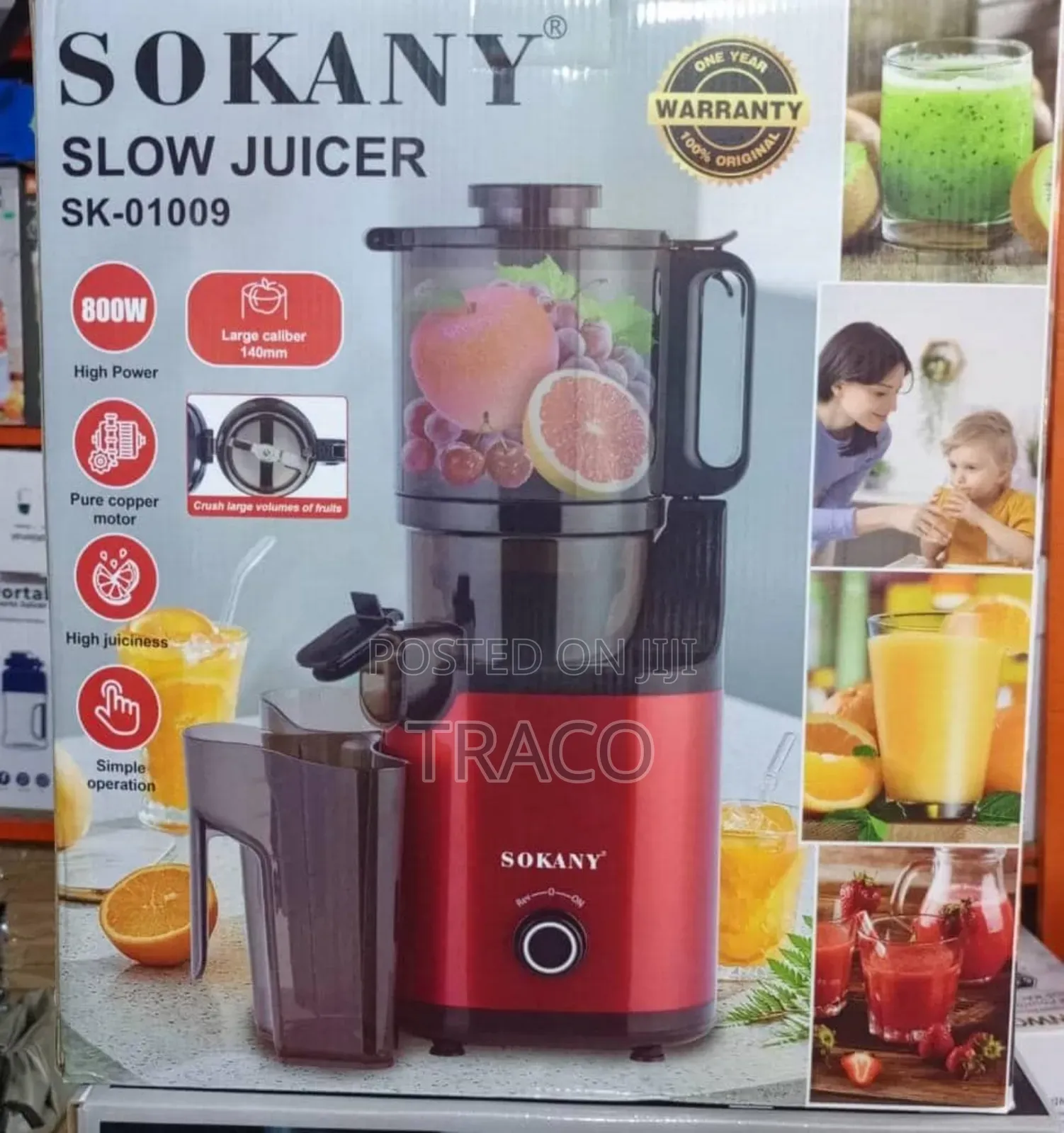 Sokany Multifunctional Whole Slow Juicer - 800w