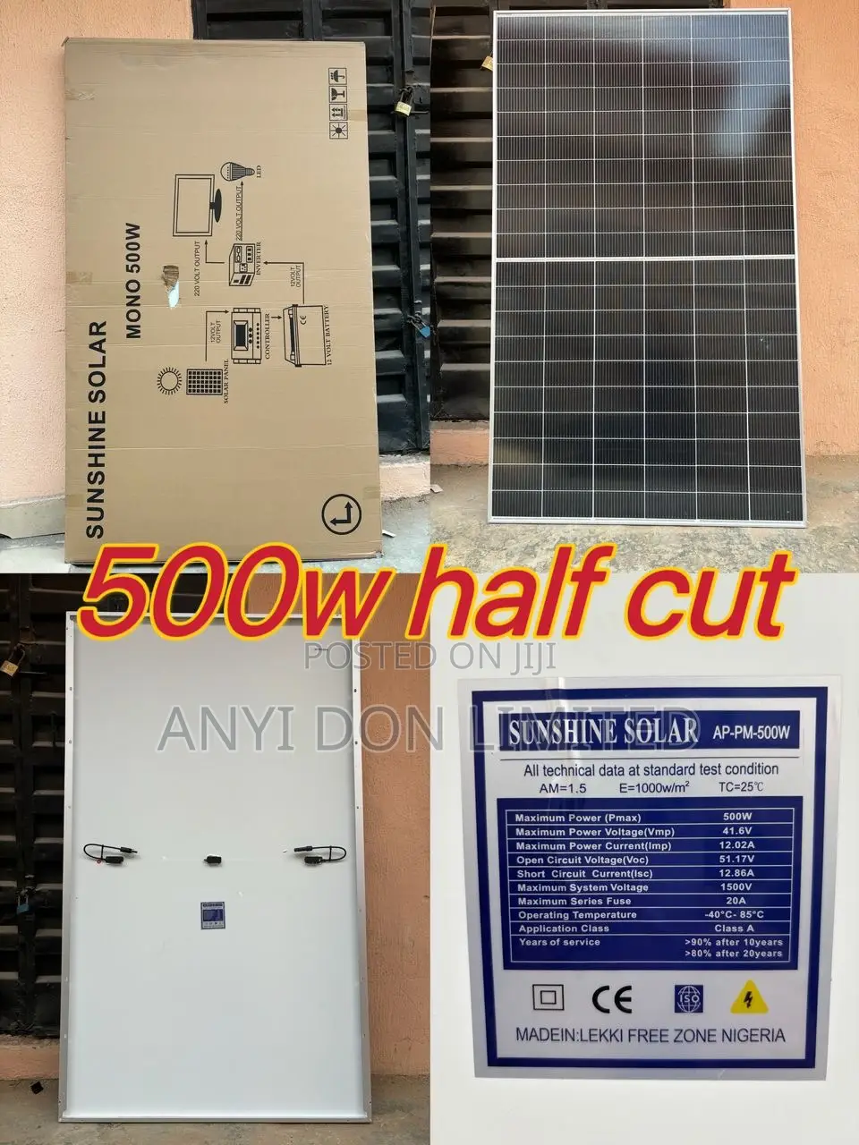 500w Sunshine Mono Panel Half Cut