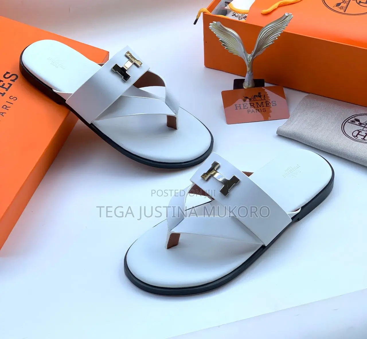 Men's White Pam Slippers