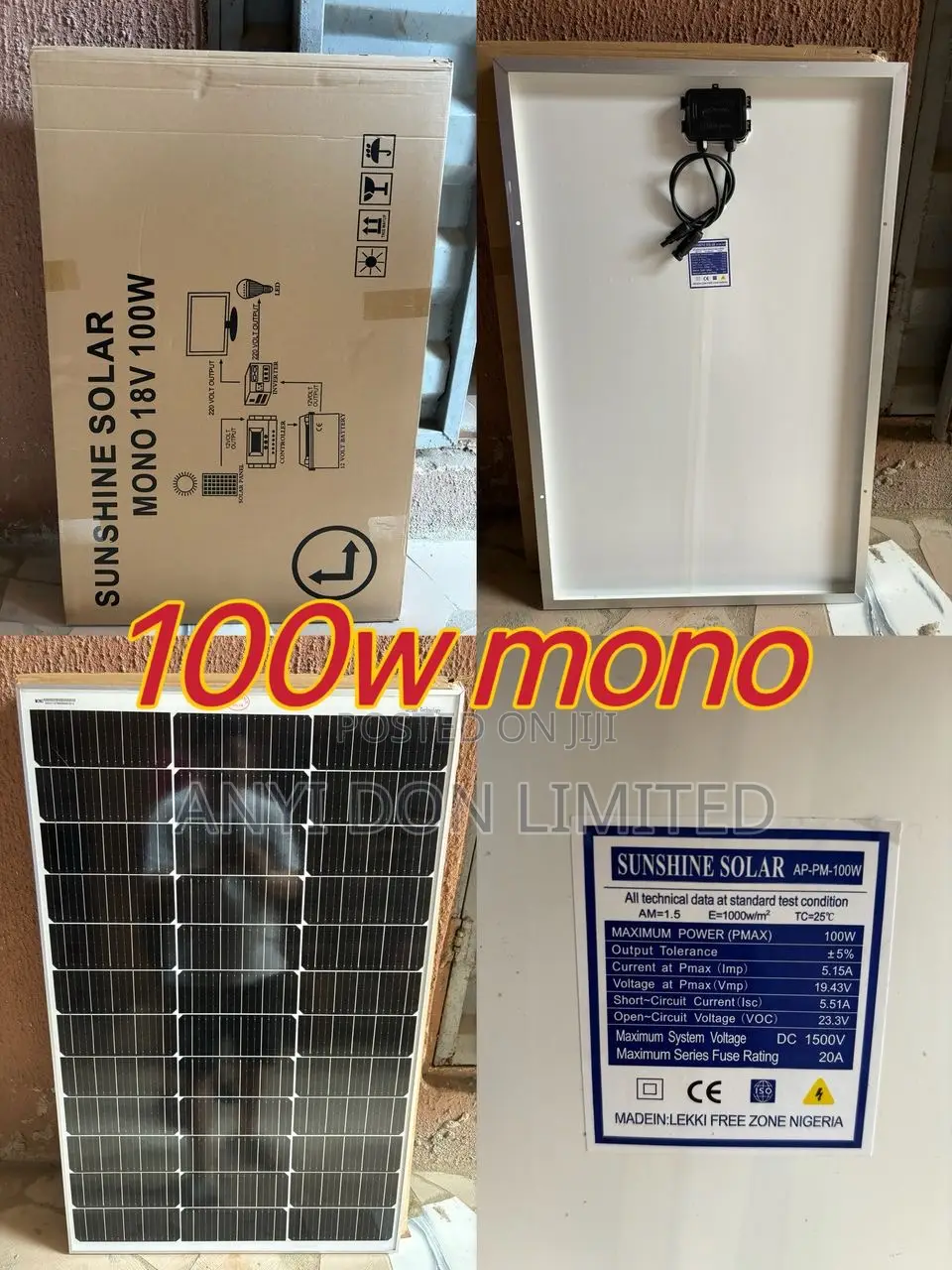 Sunshine 100w Mono Panel