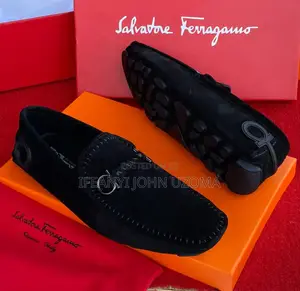 Ferragamo Suede Black Loafers Shoe