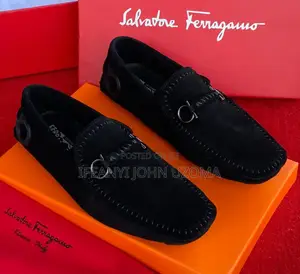 Ferragamo Suede Black Loafers Shoe